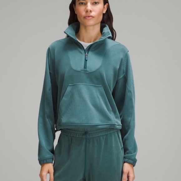 Lululemon SET of BOTH brushed soft stream green jasper sweater & pants